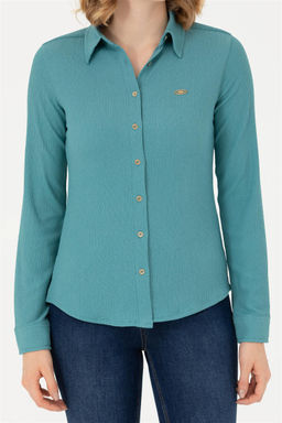 Женская мятная трикотажная рубашка - U.s. polo assn фото 6