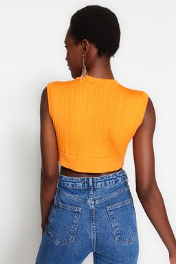 Turuncu Crop Triko Pencere/Cut Out Detayl? Bluz TPRSS23BZ00058 - Trendyolmilla фото 6