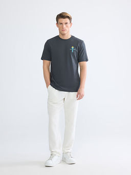 Bisiklet Yaka Bask?l? Penye Erkek Ti??rt