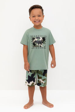 К 1528/эвкалипт,камуфляж с динозаврами пижама для мал