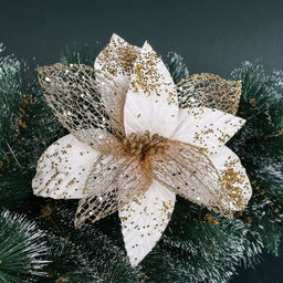 Цветок декоративный Пуансеттия белая / P16 /уп 480/Новый год - Галеонтрейд фото 2