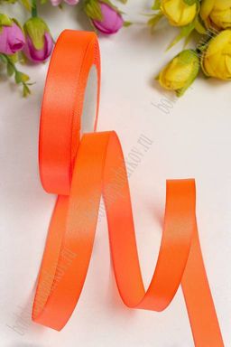 Цена за 5 шт Лента атласная 1,5 см*25 ярд (SF-1359) морковный №023