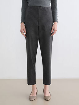 Beli Lastikli ?izgili Kad?n Pantolon