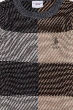 Серый меланжевый вязаный свитер для мальчика - U.s. polo assn фото 3