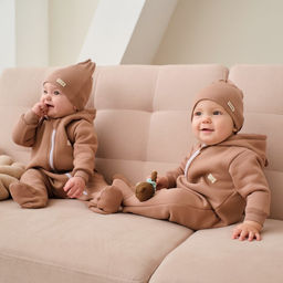 Комбинезон с капюшоном Крошка, Я BASIC LINE, рост 62-68 см, коричневый - Крошка я фото 2