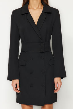 Trendyolmilla K?rm?z? Kemerli Dugme Detayl? Mini Ceket Dokuma Elbise TWOAW24EL00497 фото 22