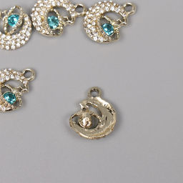 Цена за 5 шт. Декор для творчества металл, стразы «Космический месяц», золото, 1.8×1.4×0.5 см