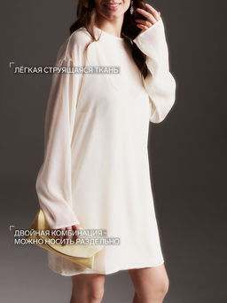 Платье женское короткое с подкладом MINAKU: Casual Collection, белое, размер 44