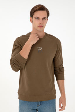 Мужской базовый свитшот цвета хаки Неожиданная скидка в корзине