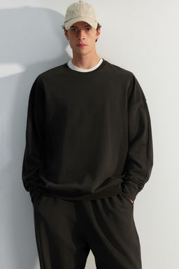 TRENDYOL MAN Antrasit %100 Pamuk Premium Oversize/Genis Kesim Eskitme/Soluk Efektli Sweatshirt TMNAW24SW00023 - Trendyolmilla фото 2
