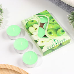 Цена за 2 шт. Набор чайных свечей ароматических "Яблоко", 3,8х1,6 см, 3,5 ч, 12 г, 6 штук