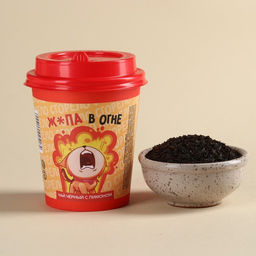 Чай чёрный в бумажном стакане Ж*па в огне, вкус: лимон, 20 г.