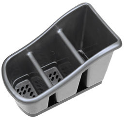 Подставка для столовых приборов пластмассовая 11х20х14см, 3-х секционный, черно-серебряный (Россия) - Домашняя Мода фото 2