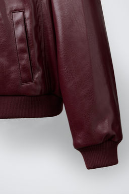 CAZADORA BOMBER EFECTO PIEL / Burgundy - Zara фото 7