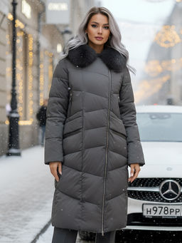 Двубортное пальто зимнее утепленное с мехомБренд: Visdeer  фото 19