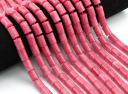 Бусины из кальцита цилиндр 8*12мм цв.клубничный, 38см, 31 бусина