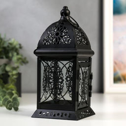 Металлический подсвечник на 1 свечу «Фонарик. Фес», чёрная, 21.5×9.7×9.7 см