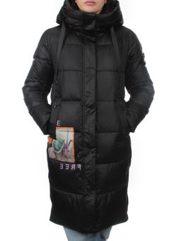 9116 BLACK Пальто зимнее женское (холлофайбер 200 гр.) - Fashion фото 3