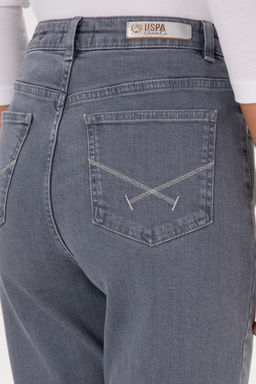 Джинсы U.S. Polo Assn Mom High Waist серые из хлопка