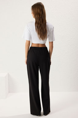 TRENDYOLMILLA Siyah Onu Duz Arkas? Lastikli Straight/Duz Kesim Yuksek Bel Orme Pantolon TWOSS25PL00053 фото 6