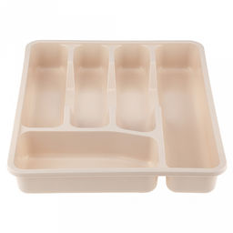 Лоток для столовых приборов пластмассовый 34х27х5см, молочный (Россия)