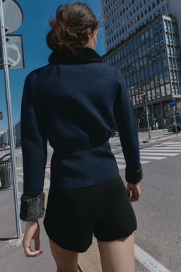 CONTRAST KNIT FAUX FUR CARDINGAN - Zara фото 4