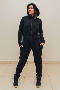 123 Комбинезон утепленный женский с капюшоном, черный - Knitka wear фото 2