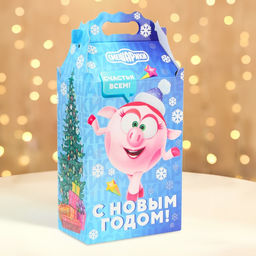 Подарочная коробка Новогодняя Корпоратив Смешарики лицензия, для сладкого подарка, 20.3?12.3?41 см
