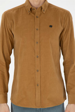 Мужская рубашка светло-хаки с длинным рукавом - U.s. polo assn фото 6