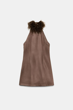 HALTER DRESS WITH FEATHERS - Zara фото 12