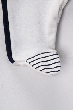 Ekru Unisex Bebek Pamuku Hayvan Bask?l? Regular/Normal Kal?p Uzun Kol Orme Tulum TKDAW25TU00002 - Trendyolmilla фото 4