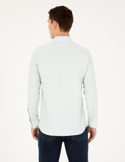 Рубашка Slim Fit зеленая с длинным рукавом