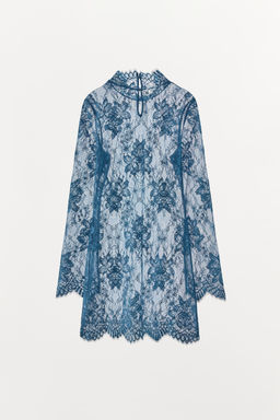 VESTIDO MINI ENCAJE / Azul