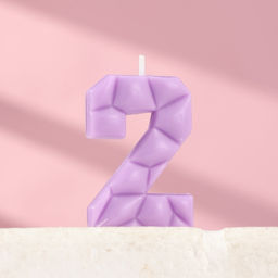 Цена за 2 шт. Свеча для торта «Цифра 2», сиреневая