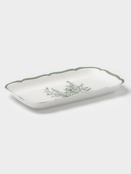 Блюдо для подачи WY Bloomware, 25×14×2.5 см, фарфор, зелёное/белое