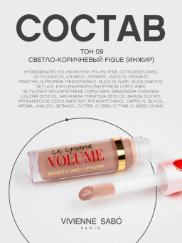 Vivienne Sabo Блеск для губ Le grand volume тон 09 светло-коричневый  фото 12