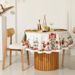 Цена за 2 шт. Скатерть новогодняя "Этель" "Щелкунчик" d=220 см, 100% хл, саржа 190 г/м2