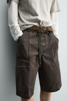 BERMUDA BAGGY FIT CINTUR?N / Marr?n