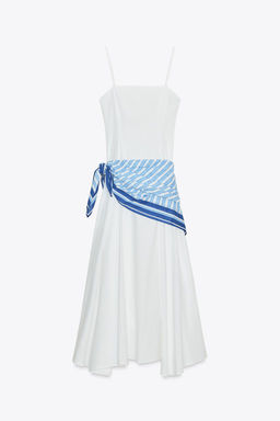 STRIPED SCARF MIDI DRESS