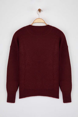 Wardrobe Essentials Bordo Yunlu Premium Iplik Basic Genis Kal?p Triko Kazak | TWOAW26KZ00065