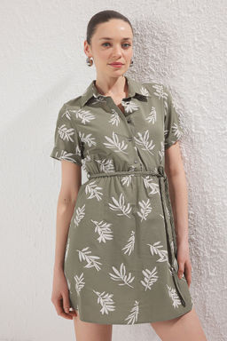 TRENDYOLMILLA Haki Kusakl? Cicekli Mini Dokuma Elbise TWOSS25EL00431  фото 3