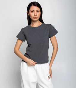 Футболка #КТ250361, тёмно-серый меланж