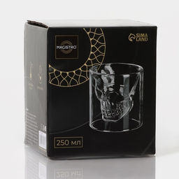Стакан Magistro «Череп», 250 мл, 9×10 см, с двойными стенками, стекло, прозрачный