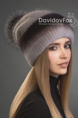 Шапка Оливия норка трикотаж капучино градэ