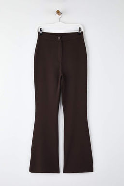 Koyu Kahverengi Flare Ispanyol Paca Bootcut Dokuma Pantolon TOFAW19BB0581