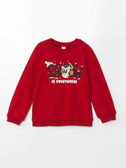 Nostaljik Maymun Bask?l? K?z ?ocuk Sweatshirt