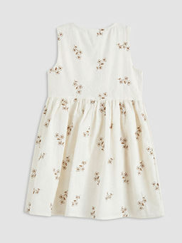 Kare Yaka ?i?ekli K?z ?ocuk Elbise