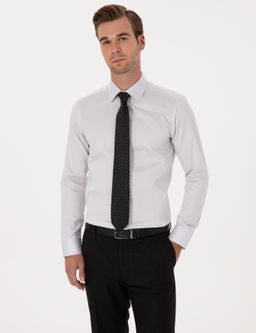 A__k Gri Slim Fit %100 Pamuk Klasik G_mlek
