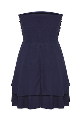 Lacivert Straplez Skater/Belden Ac?lan Fitilli Esnek Mini Orme Elbise TWOSS25EL00667 - Trendyolmilla фото 6