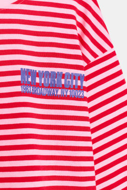 STRIPED T-SHIRT WITH SLOGAN - Zara фото 3